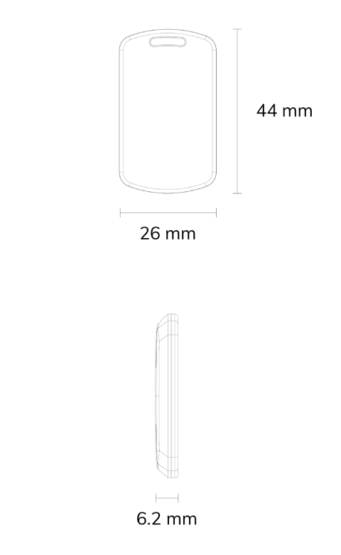 MTB08 T & H / Vibration Asset Tag dimensions